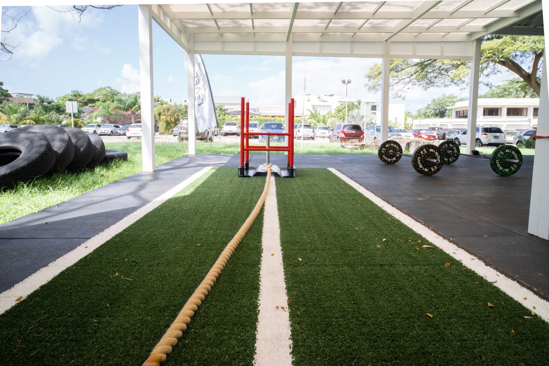 Outdoor turf track at Holetown