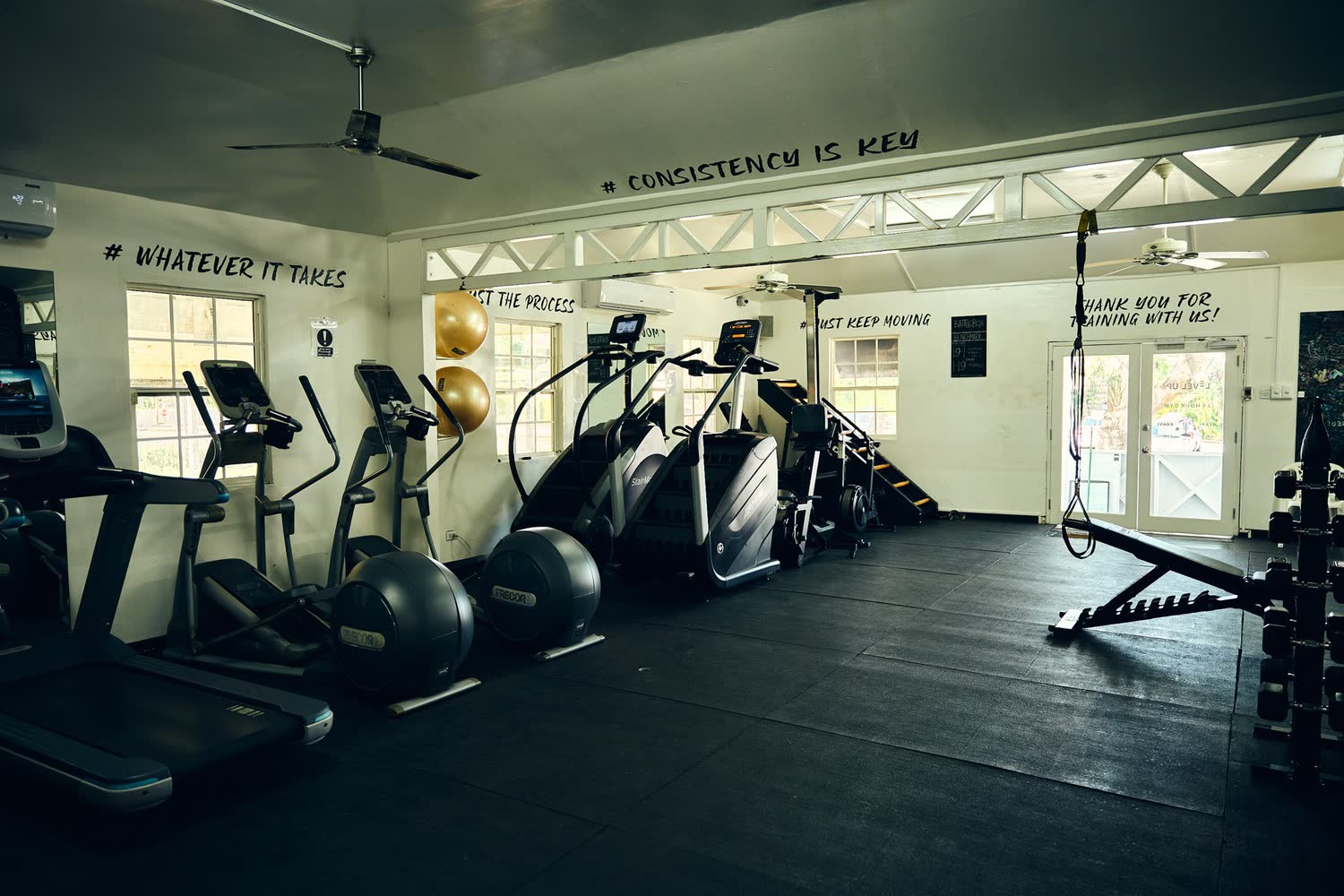 Air-conditioned cardio room at Holetown